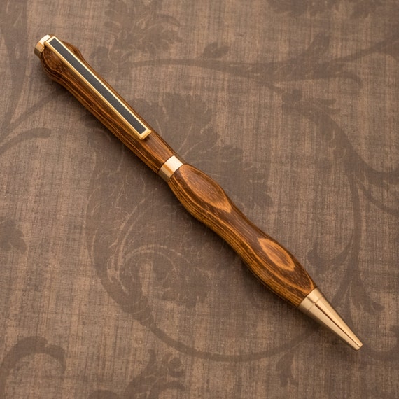 Hand Crafted pen Tiger wood pen with 24k gold accents