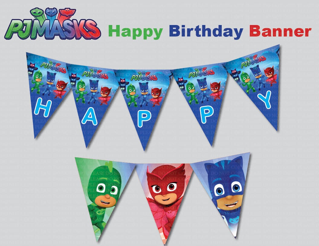 Instand DL PJ Masks Happy Birthday Banner Printable party