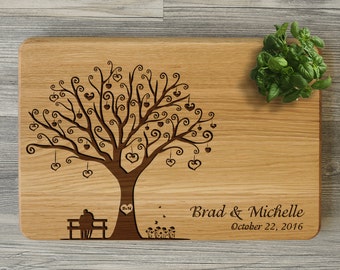 Engraved Cutting Board Tree, Wedding Gift Personalized Custom. Anniversary Gifts, Bridal Shower Gift, Housewarming Gift, Valentines Day