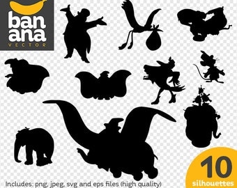 SALE Dumbo Silhouettes png jpg svg eps files high resolution BV-FA-0019