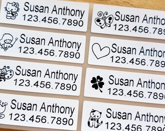 16 Long Size White Fabric Labels with Girl Images Clothing Label - Iron On Labels - Sew on Sewing label - Cloth Label - Kids Labels