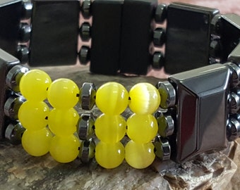 Energy Bracelets Accented with 6mm Yellow Cat Eye