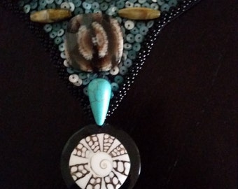 Multi Color Turquoise and Coral with Sequins Necklace