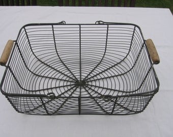 Large Vintage French Rectangular Wire / Fil de Fer / Gathering / Storage Basket Shabby Chic French Country Décor Panier