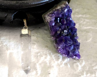 Pendentif Cristal de Roche, monture plaquée argent (plusieurs modèles disponibles)