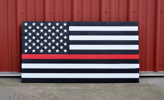 thin red line wooden flag