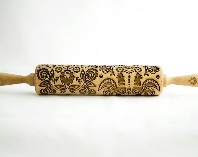 FOLK rolling pin, embossing rolling pin, engraved rolling pin for a gift, Big folk, gift ideas, gifts, unique, autumn, wedding