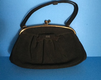 L & M; Spot Lite Purse; Vintage Black Gabardine; Made in U.S.A.; Very Clean Inside and Outside
