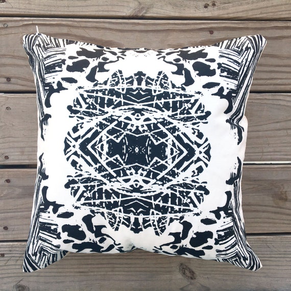 Black & White Tribal Palm Pillow 18