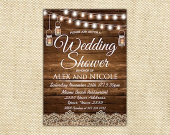 Wedding Shower Invitation. Wedding Shower. Printable Wedding Shower invitation. Custom Invitation. Light Bulb Invites. Mason jar invitation.
