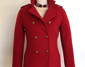Red Wool Cashmere Peacoat Brooks Brothers 346 Small/Medium Size 2 Classic Style