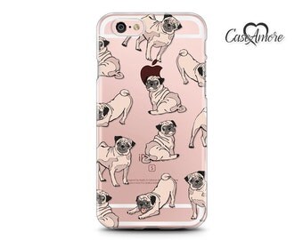 Clear Rubber case, Clear Samsung Galaxy case, iPhone 6 case, iPhone 6s case, iPhone 7 case, iPhone 7 Plus case, S7 Edge cases, Pug Dog Puppy