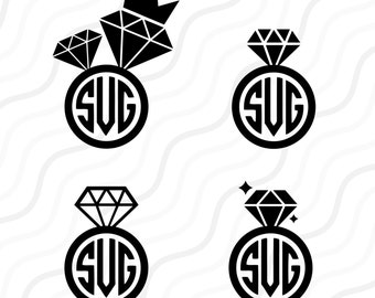 Diamond Ring SVG, Wedding SVG, Diamond Ring Monogram SVG Cut table Design,svg,dxf,png Use With Silhouette Studio & Cricut_Instant Download