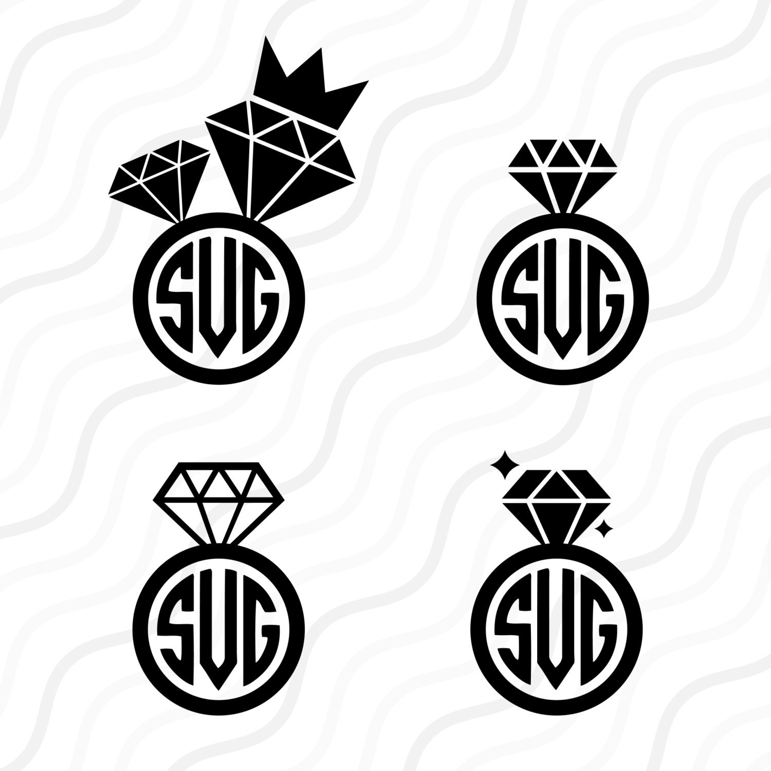 Download Diamond Ring SVG Wedding SVG Diamond Ring Monogram SVG Cut