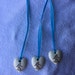 Small Ceramic White Sasquatch/Big Foot Heart Valentines Pendant with Blue Material Ribbon Cord