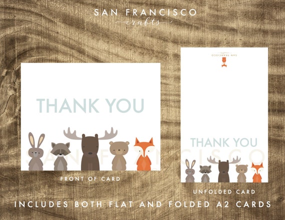 for birthday greeting pdf card Woodland Printable Flat Cards Cards You Thank Folded AND