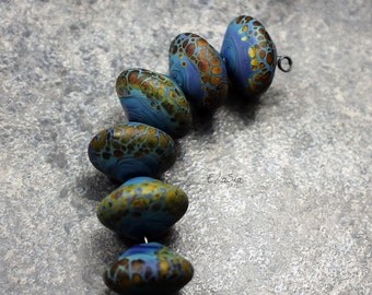 Carib - Handmade Lampwork Glass Bicone Beads - SRA Elasia - MTO