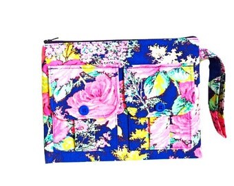 Blue Wristlet, Wristlet, Wristlet Wallet, Wristlet Clutch, Wristlet Purse, iPhone Wristlet, Blue Wallet, Fabric Wristlet, Large Wristlet
