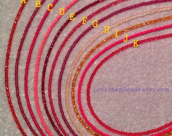 Red Seed Bead Bracelet, Red Seed Bead Anklet, Garnet, Ruby, Red Boho beaded bracelet, anklet, necklace extender by LoveThemBeads