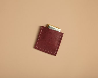 Square Slim Wallet - Port Burgundy Leather