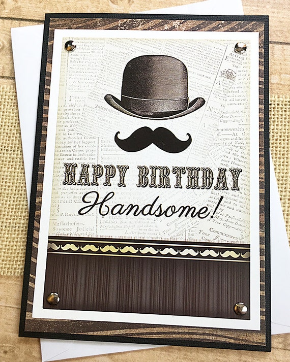 Happy Birthday Handsome Greeting Card Guy Man Masculine