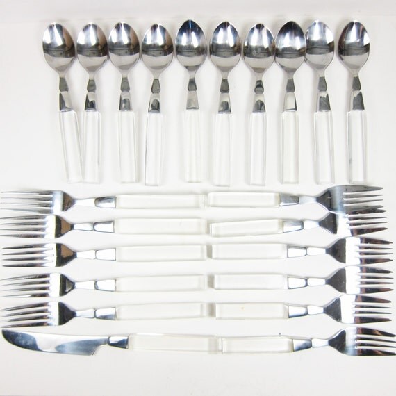 Vintage Lucite Flatware 22 Piece Set Lifetime Cutlery