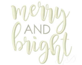Christmas Embroidery Design Merry and Bright Instant download BX 4x4 5x7 6x10