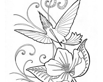 No. 200 Hummingbird / Daily Doodle / Illustration / Coloring Page / Adult Coloring