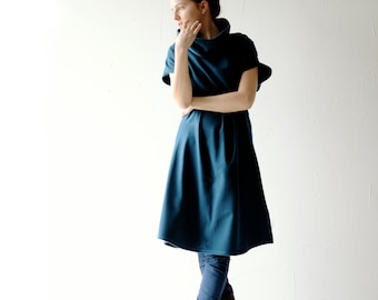 Blue dress, Sweater dress, Teal dress, Plus size dress, Cowl dress, Tunic dress, Wool tunic, winter dress, Womens clothing, Maternity, Cozy