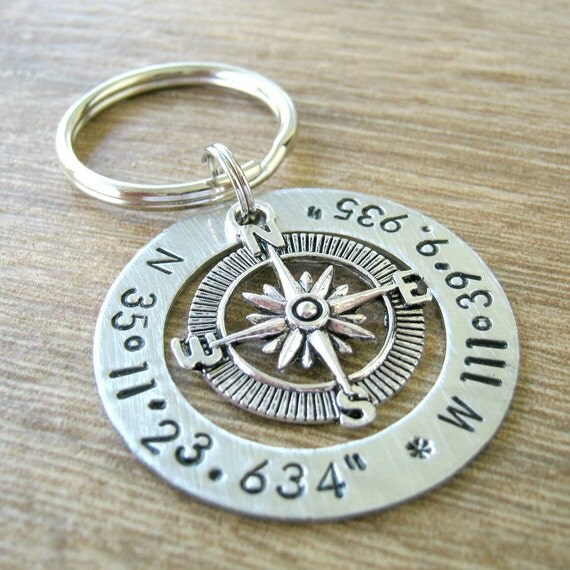 Longitude Latitude Keychain GPS coordinates keychain alkeme