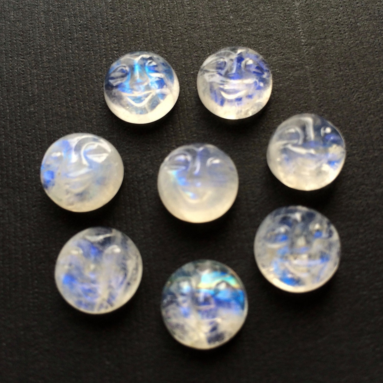 Rainbow Moonstone Moon Face Cabochon Round 10mm FOR ONE