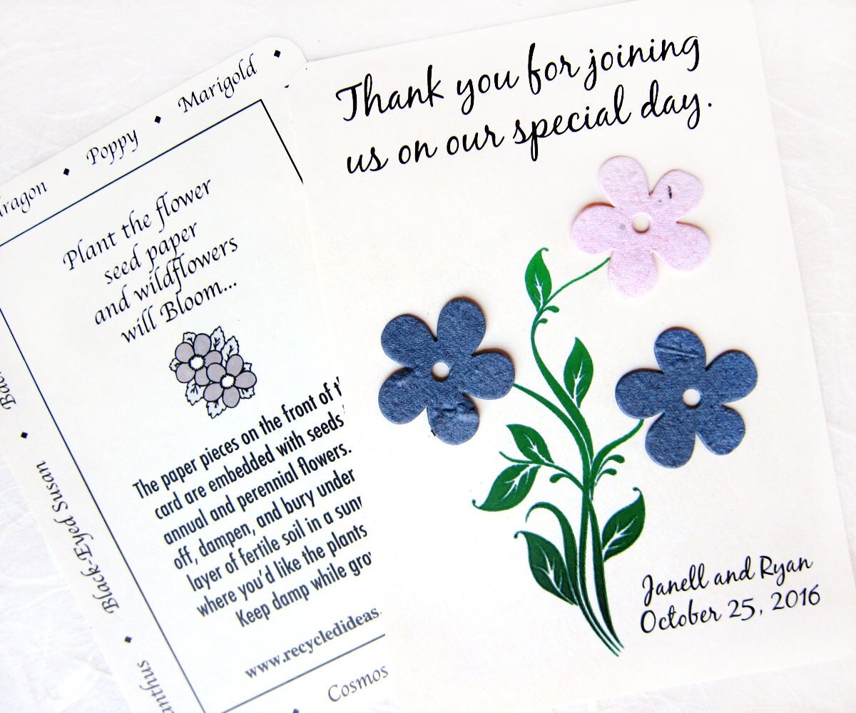 40 Plantable Daisy Wedding Favor Thank You Cards