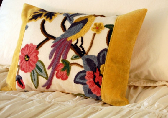Ellora Bird Cushion / modern lumbar pillow / fall home decor