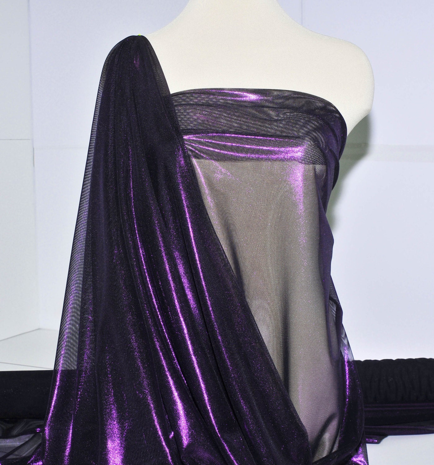 Foil Power mesh stretch fabric semi sheer 4 ways