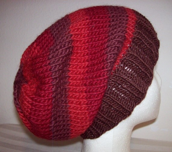 Wool/Alpaca Hipster Beanie Slouchy Knit Hat Knitted Toque