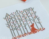Autumn Trees and Fox Counted Cross Stitch Pattern, Fall Cross Stitch, pdf, Instant Download
