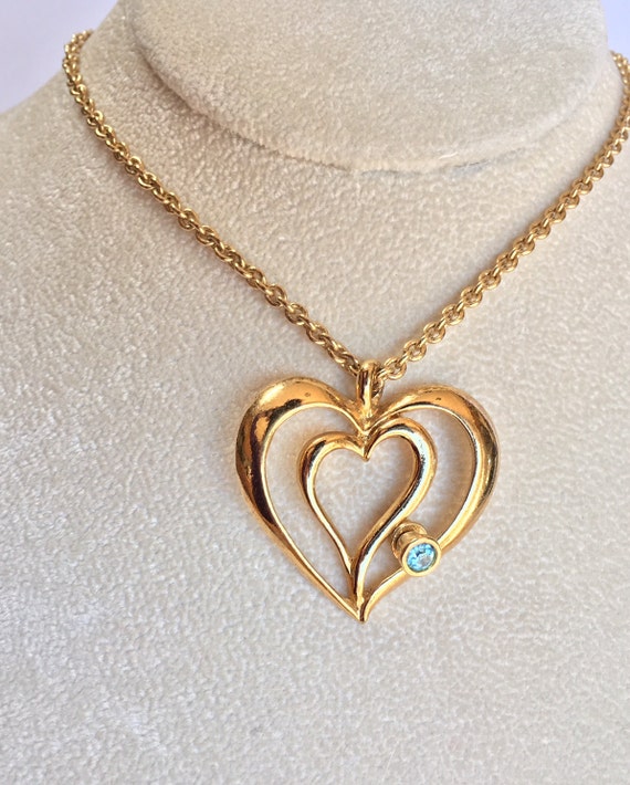 Vintage AVON Heart Necklace Gold Tone by DianaKirkpatrickArt
