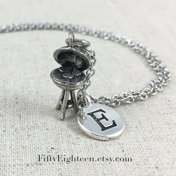Items similar to Barbecue Grill Charm Necklace, Personalized With An
