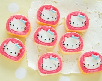 8 pcs Kitty Face Rolled Cake Cabochon (17mm20mm) CD636