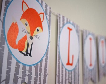 Woodland Baby Shower Banner - Woodland Little Fox Banner - Woodland Little Fox Baby Shower Decorations - Woodland Baby Shower Decorations