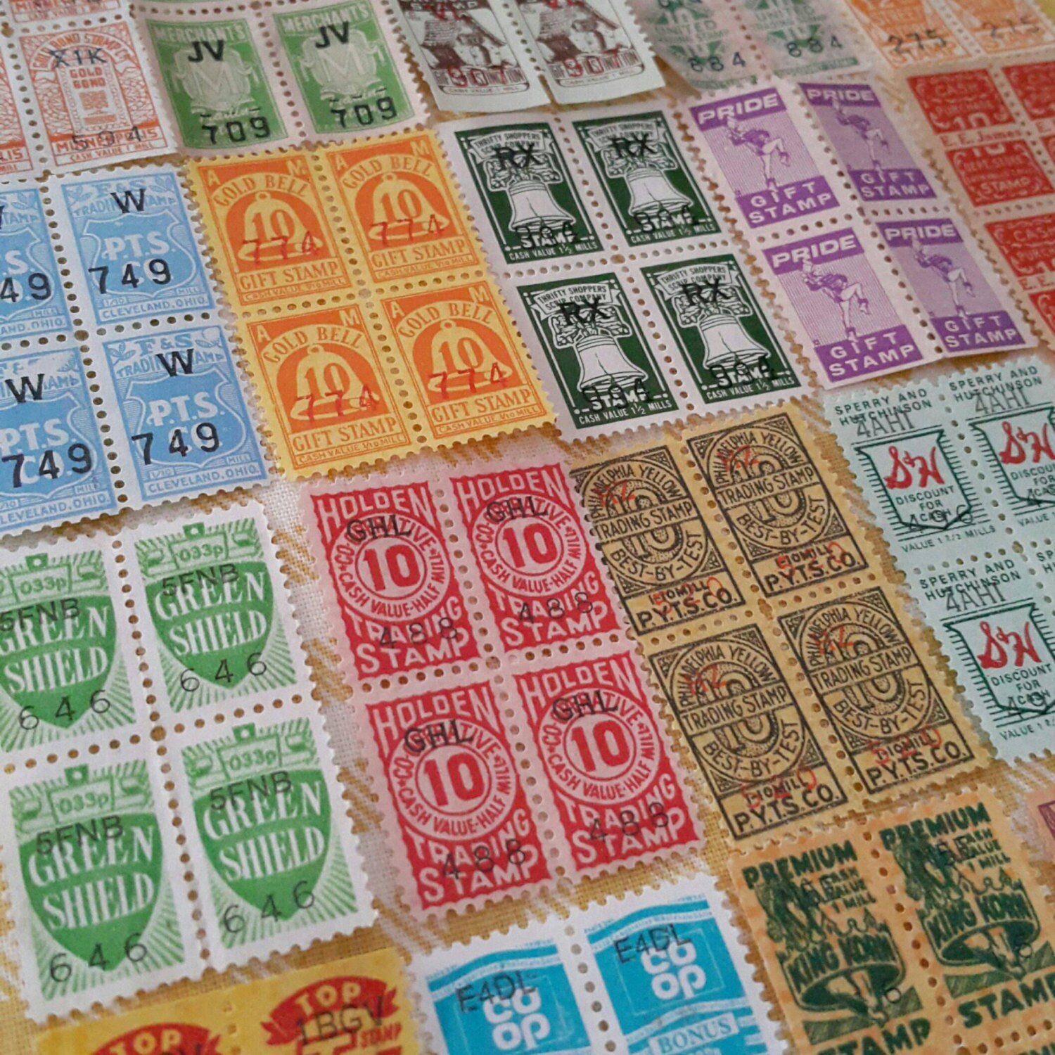 100 vintage trading saver thrift stamps blocks of 4 by thriftypyg