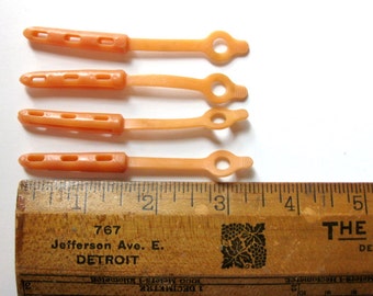 Vintage Pale Pink Rubber Doll Rollers, Curlers, Perm Rollers (4 pieces)
