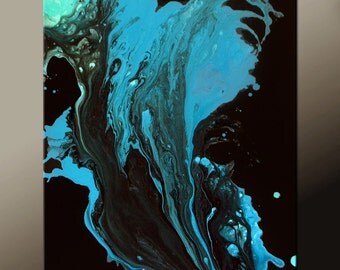 Abstract Canvas Art Painting 18x24 Original Blue Contmporary Paintings by Destiny Womack - dWo - When Tears Fall