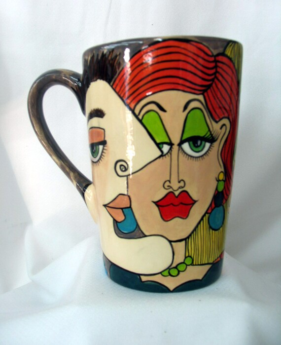 Ceramic Milk Pitcher/Carafe Hand painted Impressionistic