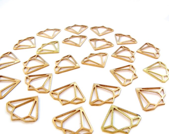 24 or 12 Pairs of Brass Gem Outline Charm Stampings