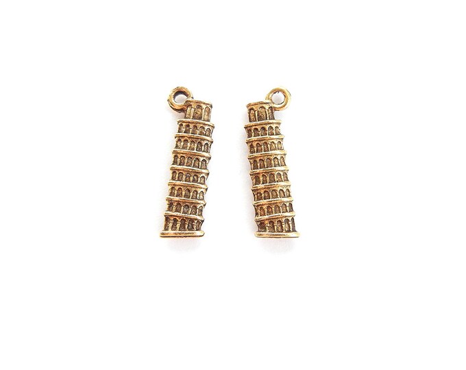 Gold-tone Pewter Leaning Tower of Pisa Charms Charms