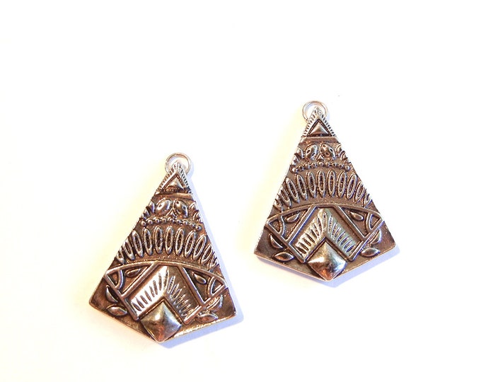 Pair of Ethnic Patterned Pyramid Charms