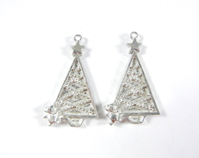 Pair of Pewter Christmas Tree Charms