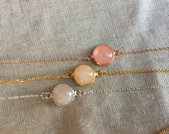 Rose gold bridesmaid necklace, Rose Quartz necklace, blush bridesmaid gift, Rose Quartz necklace, Bridal Jewelry, bridesmaids gift