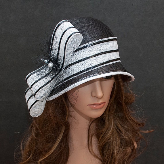 Elegant black and white cloche hat for the weddings by MargeIilane